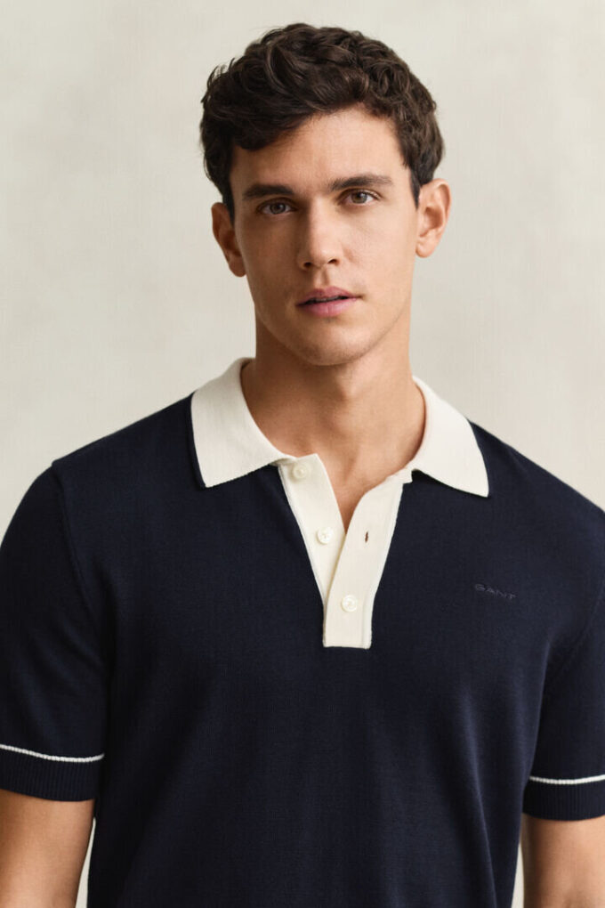 Bawełniano-modalowy sweter polo