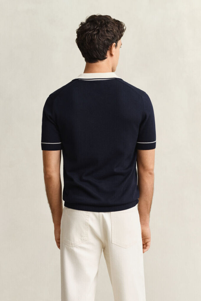 Bawełniano-modalowy sweter polo