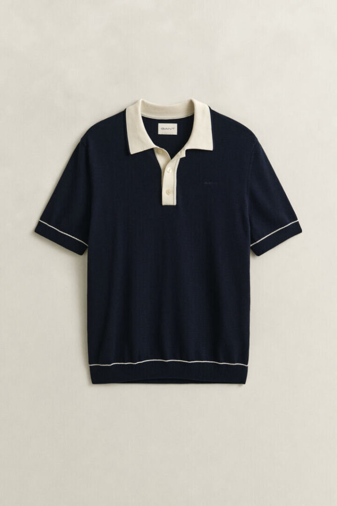 Bawełniano-modalowy sweter polo