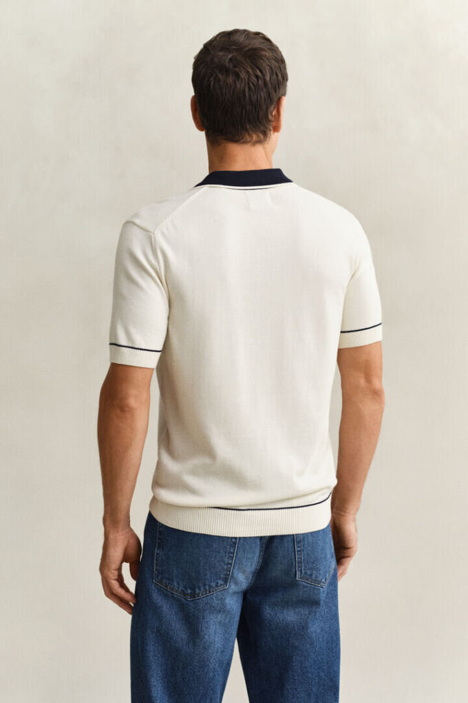 Bawełniano-modalowy sweter polo