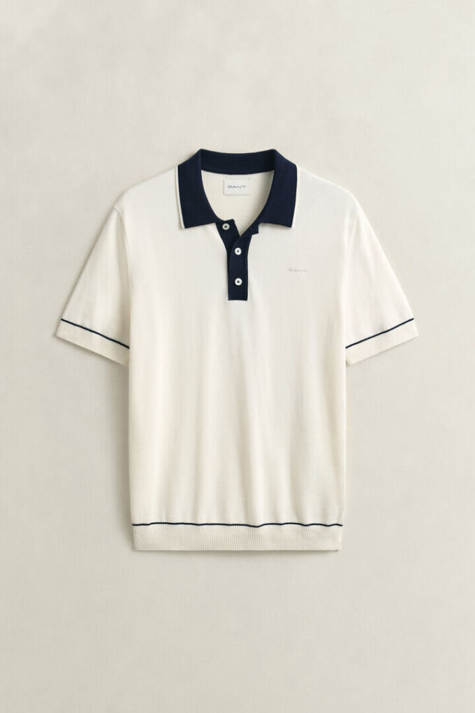 Bawełniano-modalowy sweter polo