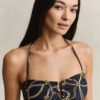 Bikini bandeau z nadrukiem łańcuszków