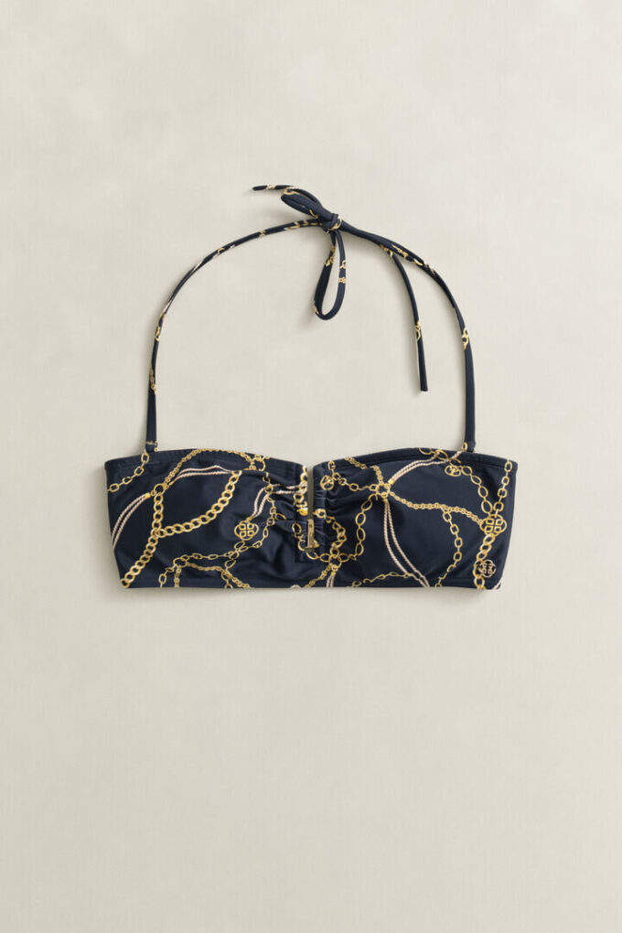 Bikini bandeau z nadrukiem łańcuszków