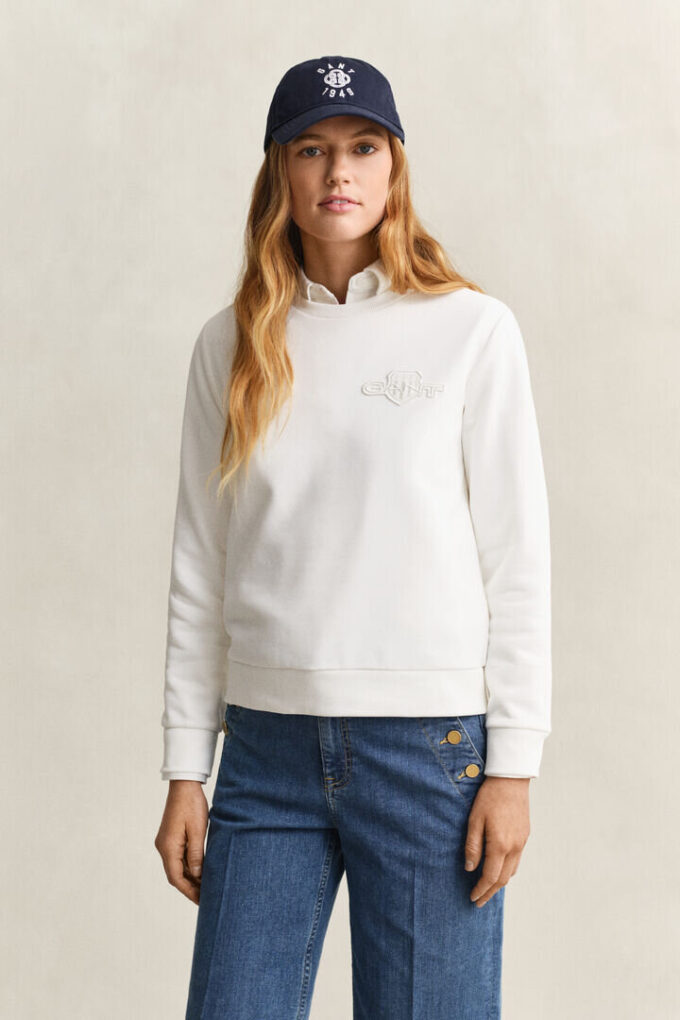 Bluza z okrągłym dekoltem i tonowym logo