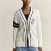 Kardigan z dzianiny typu cable knit w stylu varsity