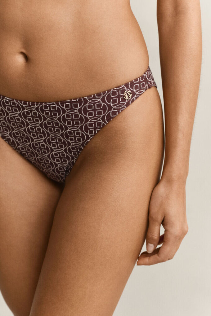 Spodenki bikini typu hipster z nadrukiem monogramu