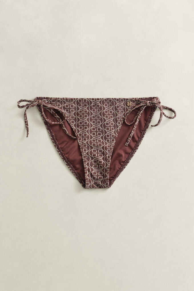Spodenki bikini z nadrukiem i krawatami z boku