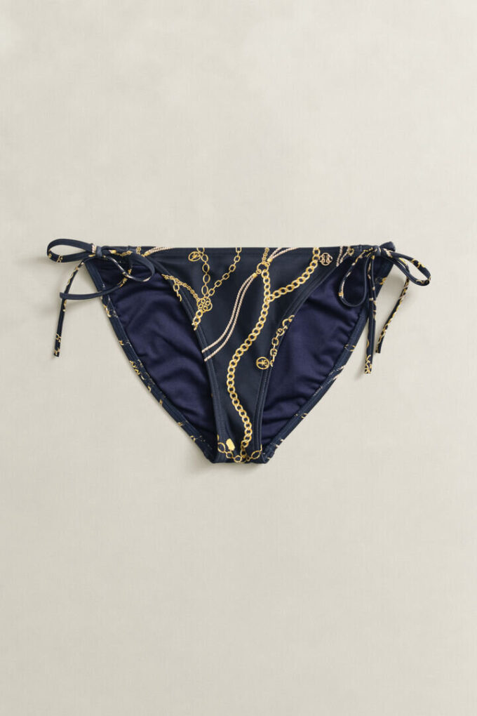 Spodenki bikini z nadrukiem i krawatami z boku