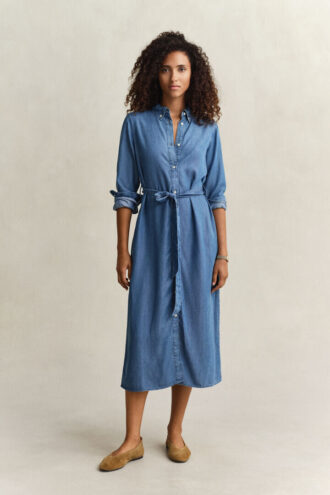Sukienka koszulowa z tkaniny chambray
