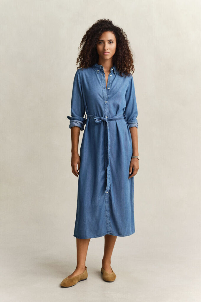 Sukienka koszulowa z tkaniny chambray