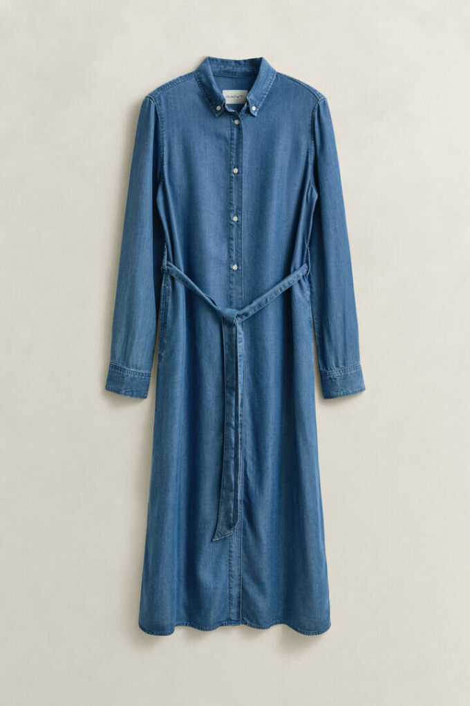Sukienka koszulowa z tkaniny chambray