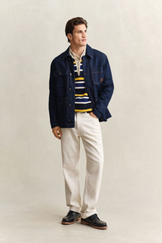 Sweter polo w paski