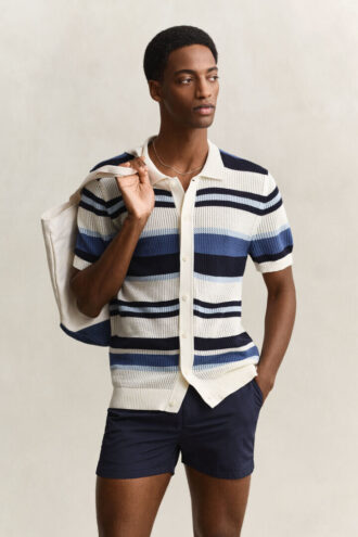 Sweter polo w paski