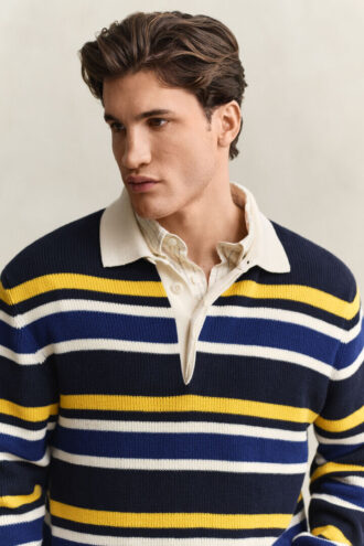 Sweter polo w paski