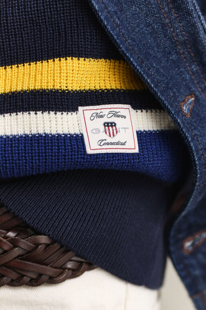 Sweter polo w paski