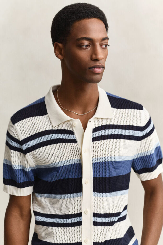Sweter polo w paski