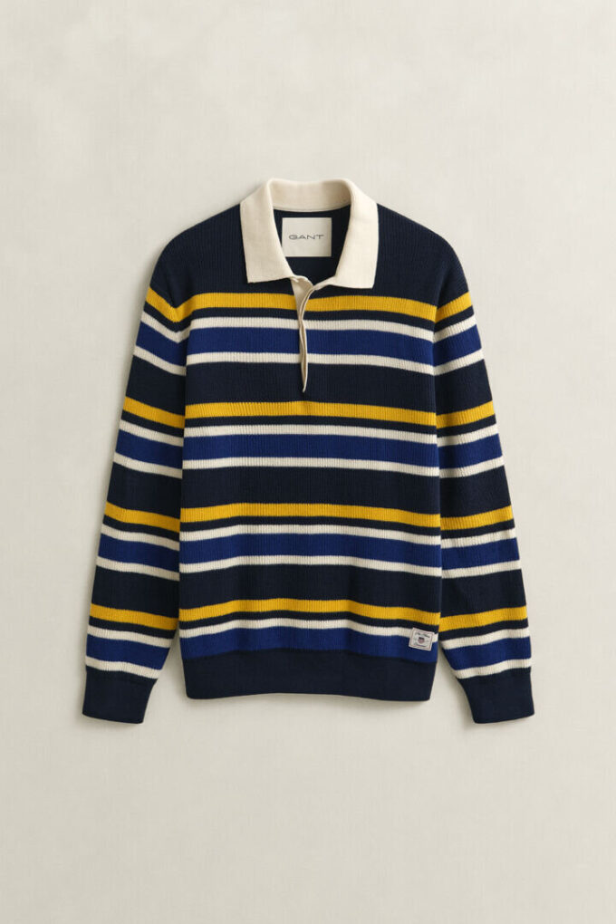 Sweter polo w paski