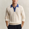 Sweter polo z dzianiny typu cable knit