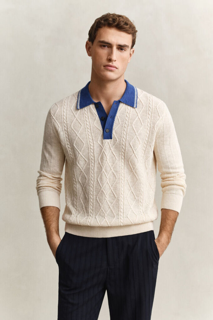 Sweter polo z dzianiny typu cable knit
