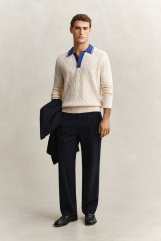 Sweter polo z dzianiny typu cable knit