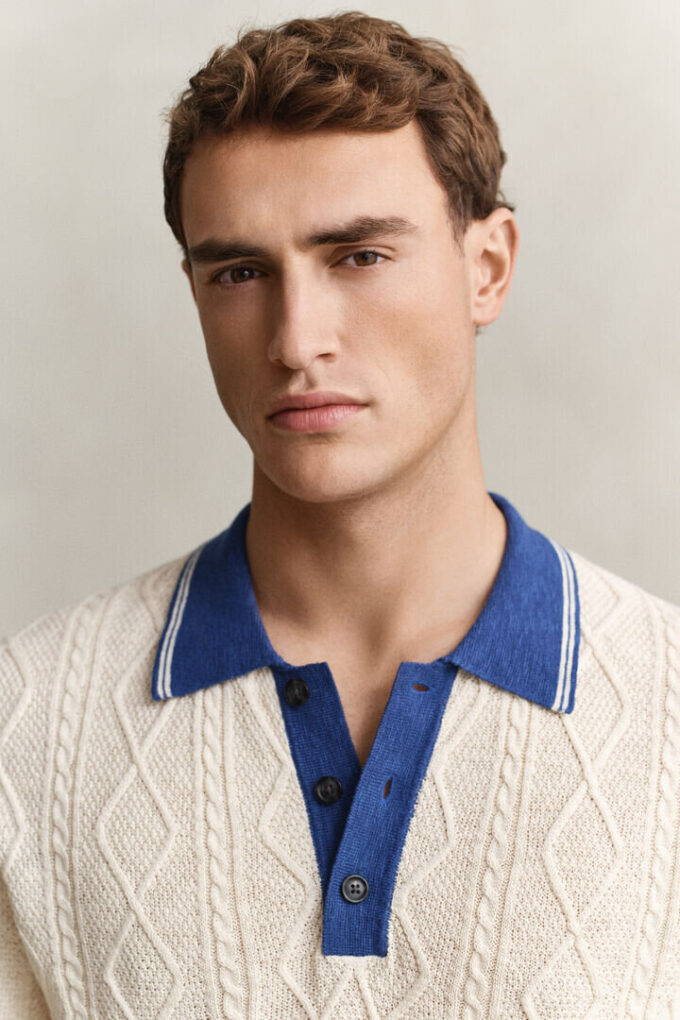 Sweter polo z dzianiny typu cable knit
