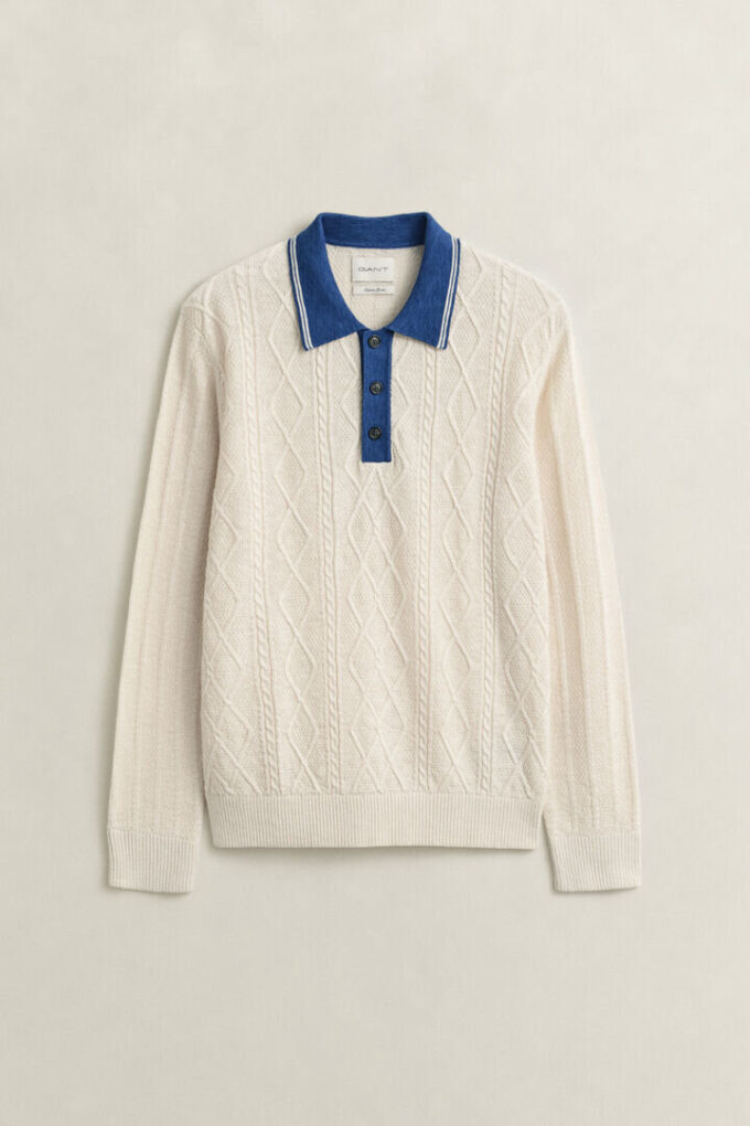 Sweter polo z dzianiny typu cable knit