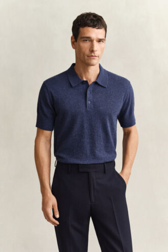 Sweter polo z krótkim rękawem z mieszanki bawełny slub w szortach