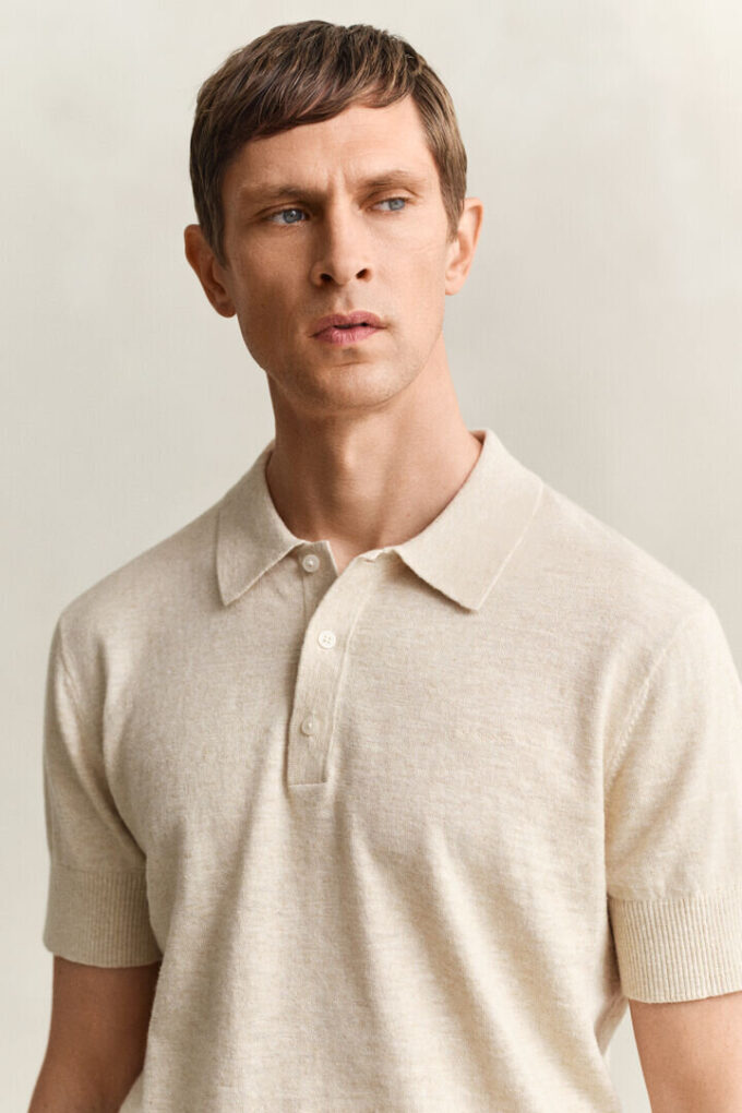 Sweter polo z krótkim rękawem z mieszanki bawełny slub w szortach