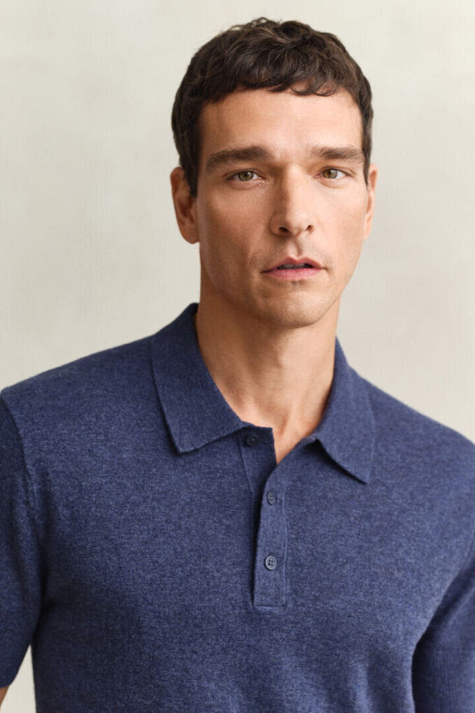 Sweter polo z krótkim rękawem z mieszanki bawełny slub w szortach