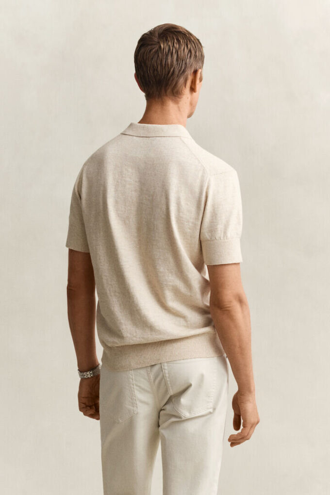 Sweter polo z krótkim rękawem z mieszanki bawełny slub w szortach