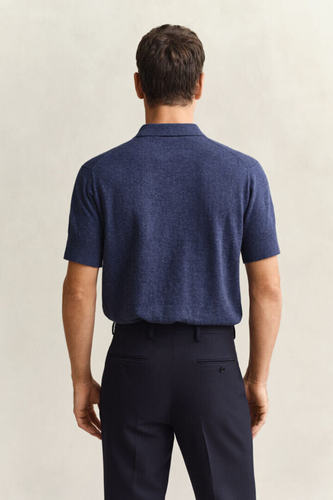 Sweter polo z krótkim rękawem z mieszanki bawełny slub w szortach