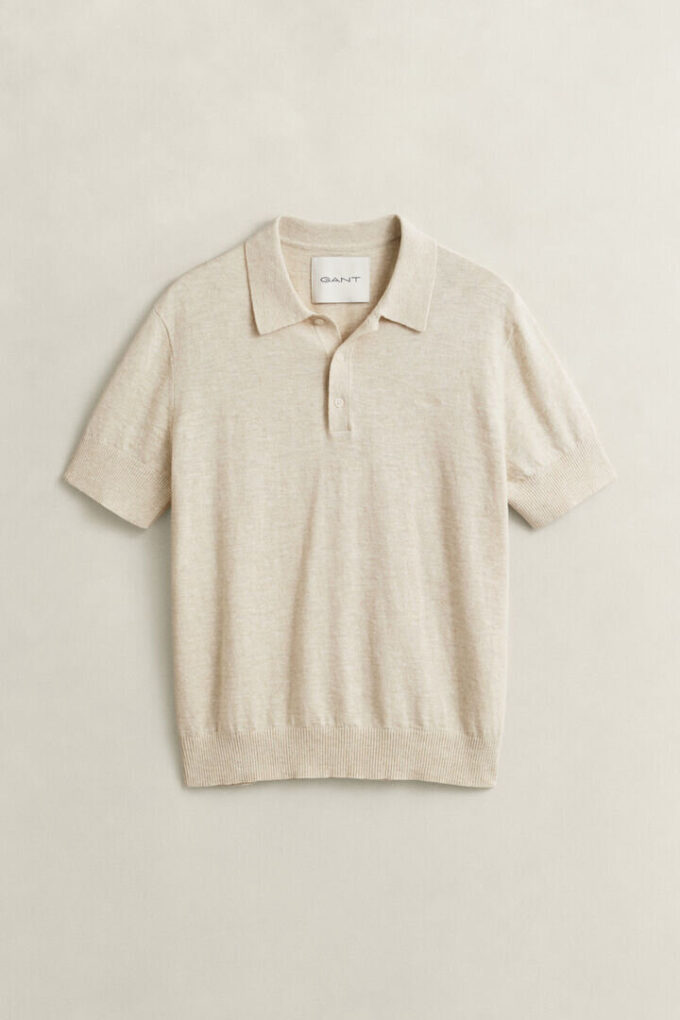 Sweter polo z krótkim rękawem z mieszanki bawełny slub w szortach