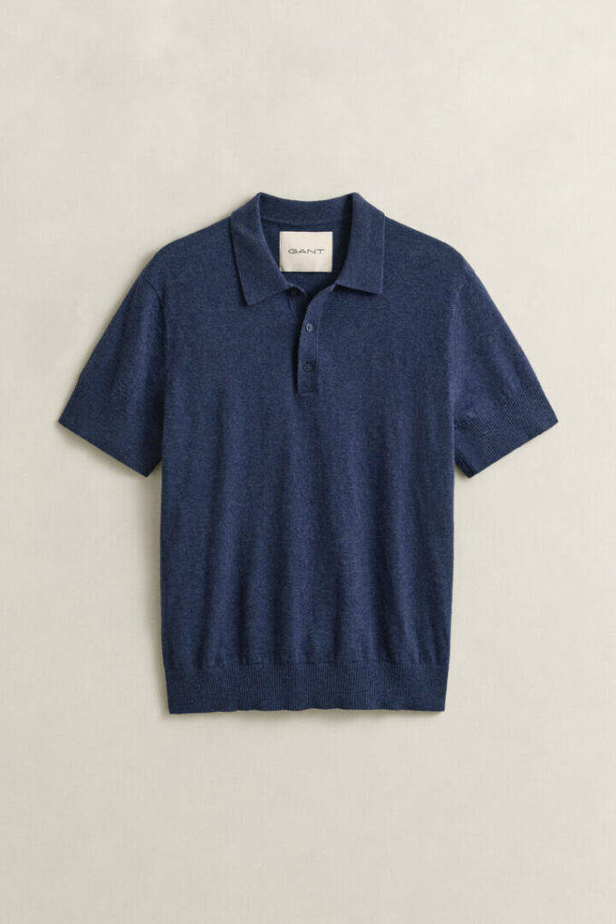 Sweter polo z krótkim rękawem z mieszanki bawełny slub w szortach