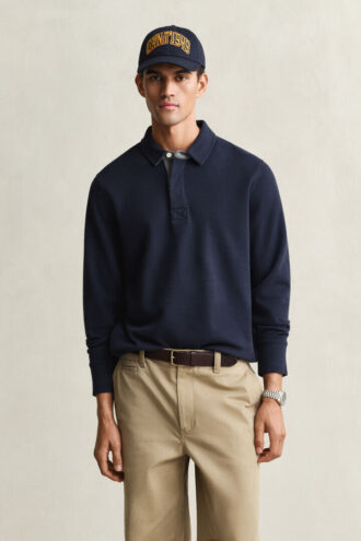 Sweter polo z lekkiego dżerseju Sacker Rib