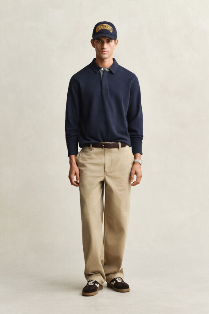 Sweter polo z lekkiego dżerseju Sacker Rib