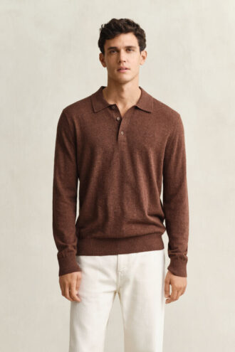 Sweter polo z mieszanki bawełny slub