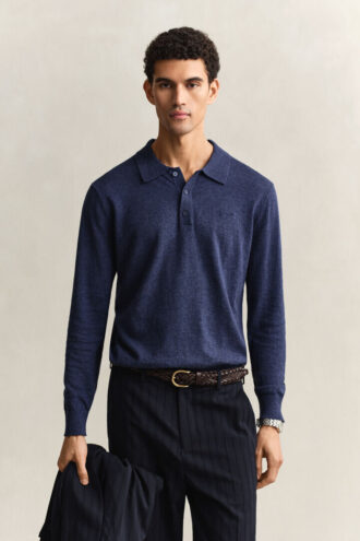Sweter polo z mieszanki bawełny slub