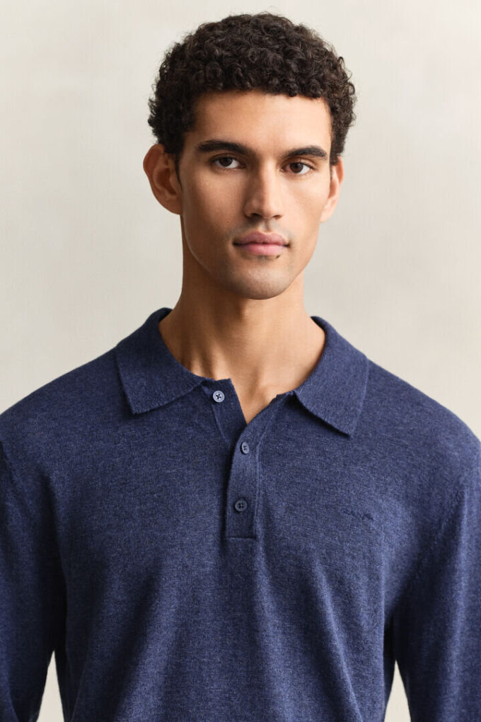 Sweter polo z mieszanki bawełny slub
