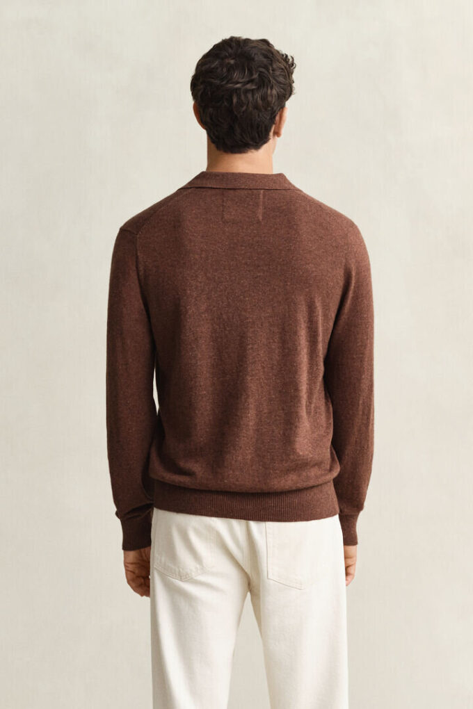 Sweter polo z mieszanki bawełny slub
