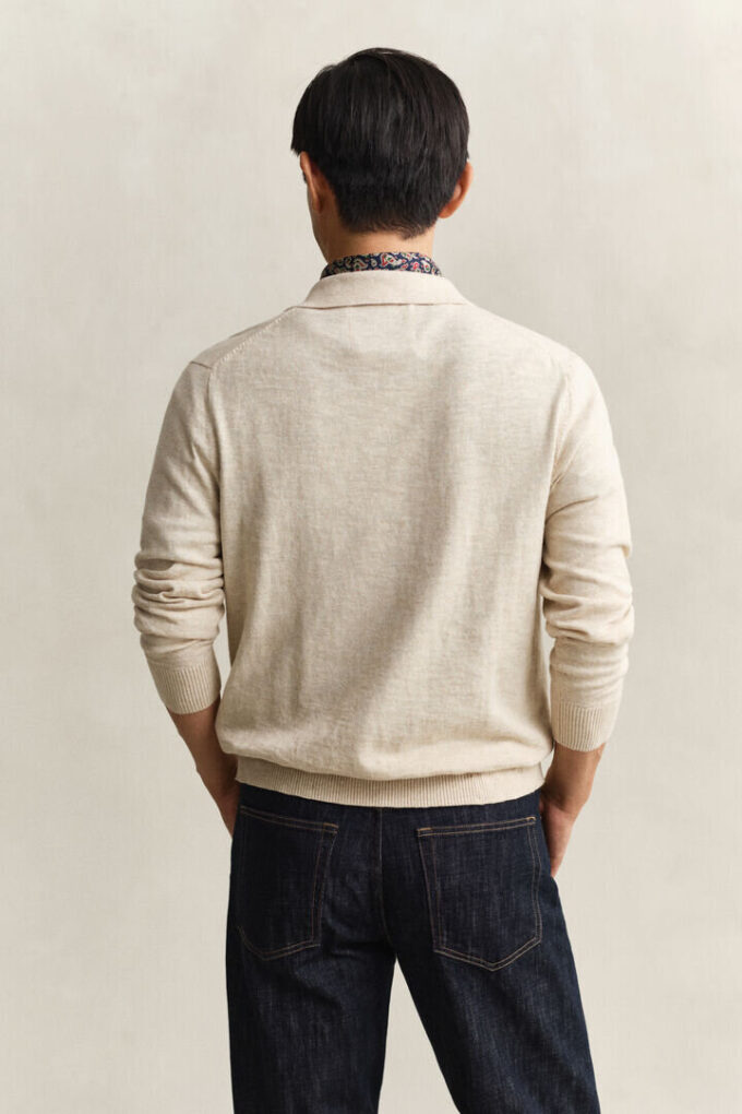 Sweter polo z mieszanki bawełny slub