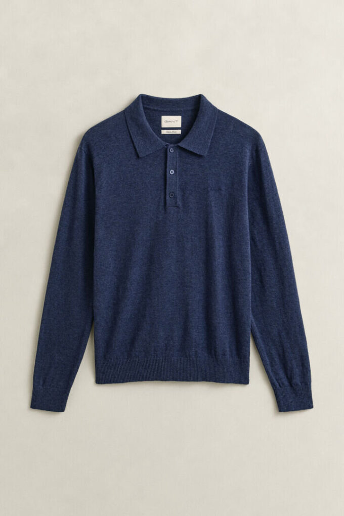Sweter polo z mieszanki bawełny slub