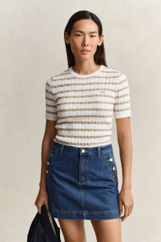 sweter w paski z dzianiny typu cable knit w szortach z krtkim rkawem 1 2 330x495 - Sweter w paski z dzianiny typu cable knit w szortach z kr&oacute;tkim rękawem