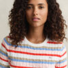 Sweter w paski z dzianiny typu cable knit w szortach z krótkim rękawem