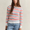 Sweter w paski z dzianiny typu cable knit z okrągłym dekoltem