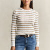Sweter w paski z dzianiny typu cable knit z okrągłym dekoltem