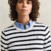 Sweter w paski z dzianiny typu cable knit z okrągłym dekoltem