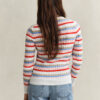 Sweter w paski z dzianiny typu cable knit z okrągłym dekoltem