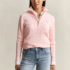 Sweter z dzianiny typu cable knit z półzamkiem