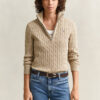 Sweter z dzianiny typu cable knit z półzamkiem