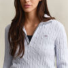 Sweter z dzianiny typu cable knit z półzamkiem